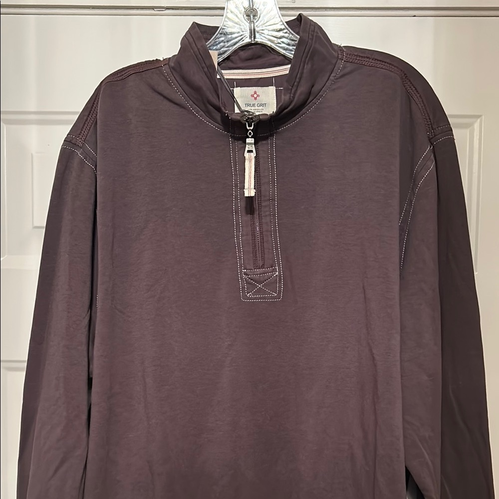 True Grit men’s brown 1/4 zip long sleeve pullover XL NWT